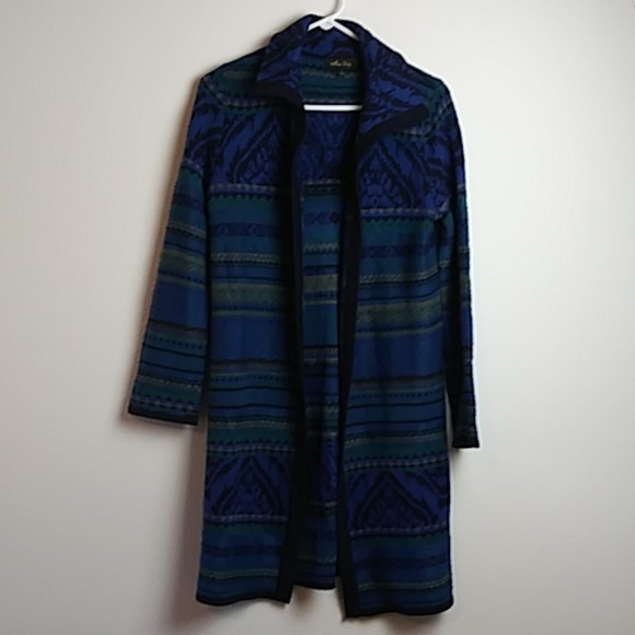 Melissa Paige Sweaters - Melissa Paige Open Front blue tribal knit Cardigan